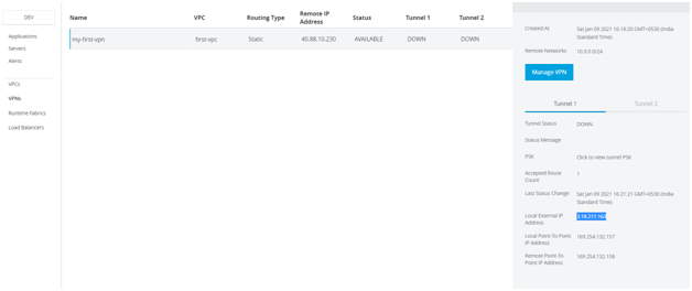 Setting up of VPC and VPN