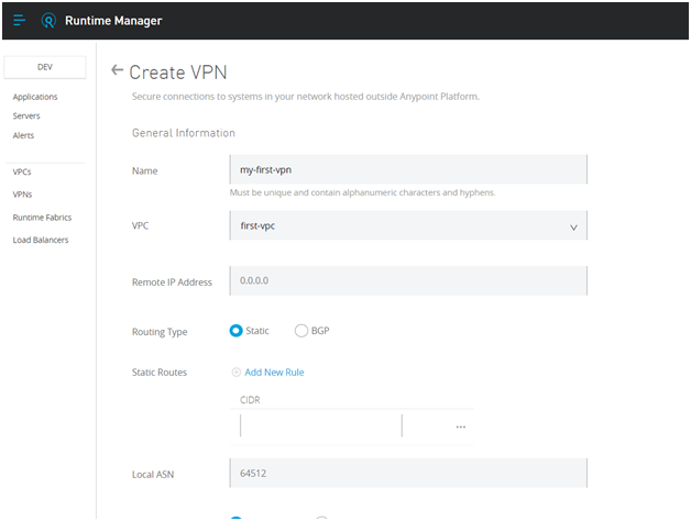 Setting up of VPC and VPN